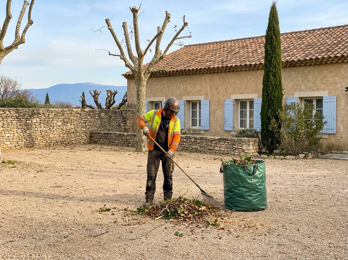 Chantier ramassé après élagage